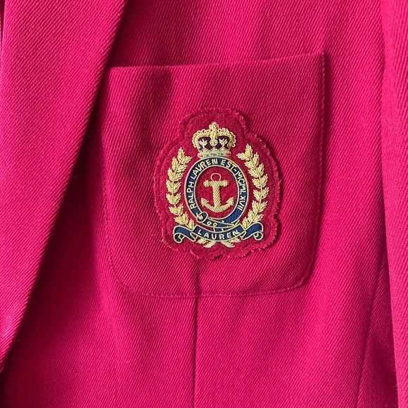 Lauren Ralph Lauren Red Blazer with logo emblem vintage - Picture 2 of 7